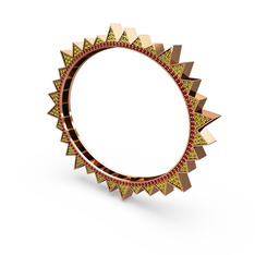 Peridot ve garnet 18 ayar rose altın bilezik