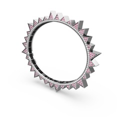 Valera Bilezik - Pembe kuvars ve pırlanta 8 ayar beyaz altın bilezik (1.74 karat) #ugzsow