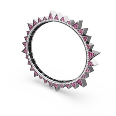 Valera Bilezik - Rodolit garnet ve swarovski 8 ayar beyaz altın bilezik #v4s83g