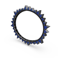 Valera Bilezik - Lab safir ve siyah zirkon 925 ayar siyah rodyum kaplama gümüş bilezik #wjs7ny