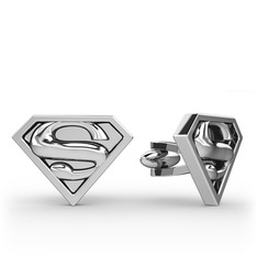 Superman Kol Düğmesi - 14 ayar beyaz altın kol düğmesi #1dwp7z
