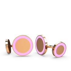 14 ayar rose altın kol düğmesi (Açık pembe mineli)