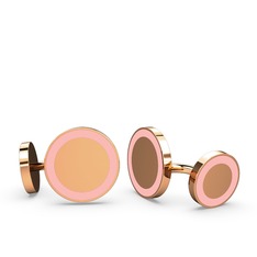 14 ayar rose altın kol düğmesi (Pastel pembe mineli)