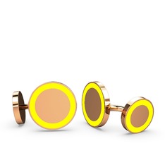 Vona Daire Kol Düğmesi - 14 ayar rose altın kol düğmesi (Sarı mineli) #7cs47v