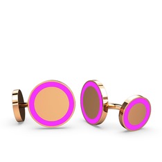 925 ayar rose altın kaplama gümüş kol düğmesi (Neon pembe mineli)