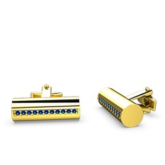 Taşlı Roller Kol Düğmesi - Lab safir 8 ayar altın kol düğmesi #1e0rl5s