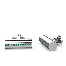 Taşlı Roller Kol Düğmesi - Yeşil kuvars 925 ayar gümüş kol düğmesi #1iy36vk