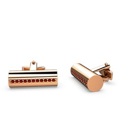 Taşlı Roller Kol Düğmesi - Garnet 14 ayar rose altın kol düğmesi #1wj20vg