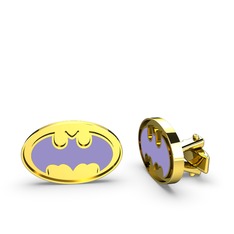 Batman Kol Düğmesi - 14 ayar altın kol düğmesi (Menekşe mineli) #14nj11i