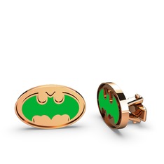 Batman Kol Düğmesi - 8 ayar rose altın kol düğmesi (Yeşil mineli) #1q1u60t
