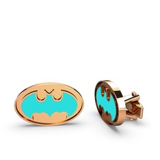 8 ayar rose altın kol düğmesi (Turkuaz mineli)