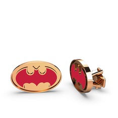 Batman Kol Düğmesi - 8 ayar rose altın kol düğmesi (Kırmızı mineli) #1spv9um