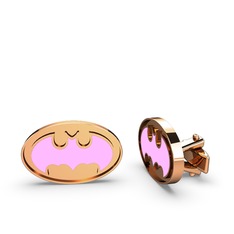 925 ayar rose altın kaplama gümüş kol düğmesi (Açık pembe mineli)