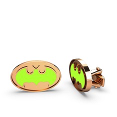 Batman Kol Düğmesi - 14 ayar rose altın kol düğmesi (Neon yeşil mineli) #wbzfea