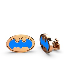 Batman Kol Düğmesi - 18 ayar rose altın kol düğmesi (Mavi mineli) #y0buuo