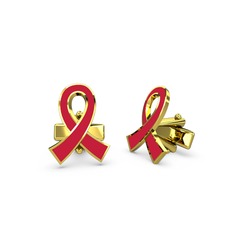 925 ayar altın kaplama gümüş kol düğmesi (Kırmızı mineli)