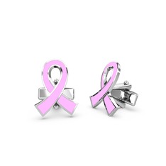 925 ayar gümüş kol düğmesi (Açık pembe mineli)
