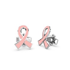 925 ayar gümüş kol düğmesi (Pastel pembe mineli)