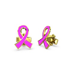 8 ayar altın kol düğmesi (Neon pembe mineli)