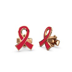 925 ayar rose altın kaplama gümüş kol düğmesi (Kırmızı mineli)