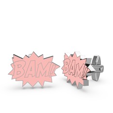 925 ayar gümüş kol düğmesi (Pastel pembe mineli)