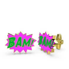 8 ayar altın kol düğmesi (Yeşil mineli)