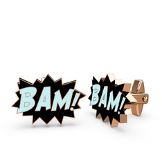 925 ayar rose altın kaplama gümüş kol düğmesi (Pastel mavi mineli)