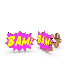 Bam Kol Düğmesi - 8 ayar rose altın kol düğmesi (Sarı mineli) #1723d8r