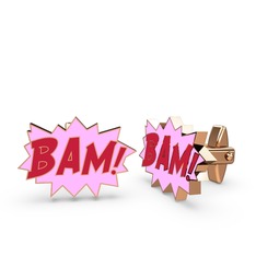 Bam Kol Düğmesi - 8 ayar rose altın kol düğmesi (Kırmızı mineli) #18demwq