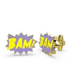 Bam Kol Düğmesi - 18 ayar altın kol düğmesi (Sarı mineli) #1cxwjde