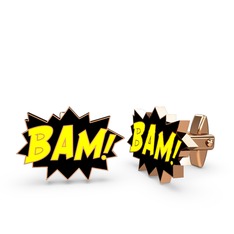 Bam Kol Düğmesi - 8 ayar rose altın kol düğmesi (Sarı mineli) #1d1fq5