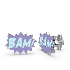 Bam Kol Düğmesi - 8 ayar beyaz altın kol düğmesi (Pastel mavi mineli) #1drnc70