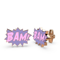 Bam Kol Düğmesi - 925 ayar rose altın kaplama gümüş kol düğmesi (Açık pembe mineli) #1f26ej3