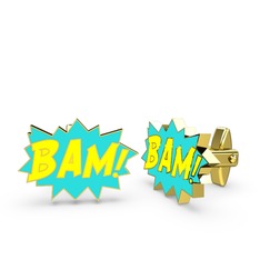 Bam Kol Düğmesi - 8 ayar altın kol düğmesi (Sarı mineli) #1fxl56h