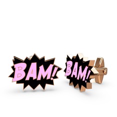 925 ayar rose altın kaplama gümüş kol düğmesi (Açık pembe mineli)