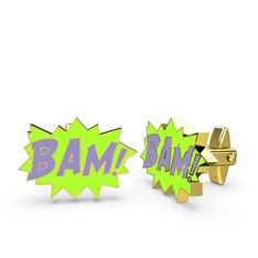 8 ayar altın kol düğmesi (Menekşe mineli)