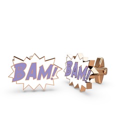 Bam Kol Düğmesi - 14 ayar rose altın kol düğmesi (Menekşe mineli) #1gk9llo