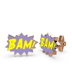 Bam Kol Düğmesi - 925 ayar rose altın kaplama gümüş kol düğmesi (Sarı mineli) #1gx1i5c