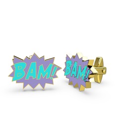 Bam Kol Düğmesi - 14 ayar altın kol düğmesi (Turkuaz mineli) #1haq0zh