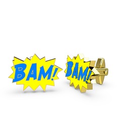 Bam Kol Düğmesi - 18 ayar altın kol düğmesi (Mavi mineli) #1hd3z1a