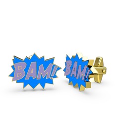 18 ayar altın kol düğmesi (Menekşe mineli)