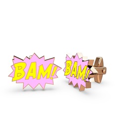 Bam Kol Düğmesi - 14 ayar rose altın kol düğmesi (Sarı mineli) #1hj36o8