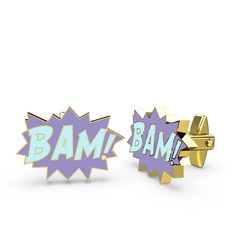 8 ayar altın kol düğmesi (Pastel mavi mineli)