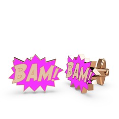 Bam Kol Düğmesi - 8 ayar rose altın kol düğmesi (Ekru mineli) #1ijakmm