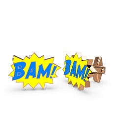 8 ayar rose altın kol düğmesi (Mavi mineli)