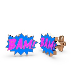 Bam Kol Düğmesi - 8 ayar rose altın kol düğmesi (Neon pembe mineli) #1ksu7ml