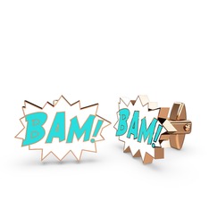 Bam Kol Düğmesi - 14 ayar rose altın kol düğmesi (Turkuaz mineli) #1n479k4