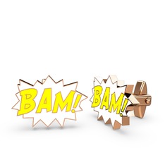 Bam Kol Düğmesi - 14 ayar rose altın kol düğmesi (Sarı mineli) #1ozgu0m