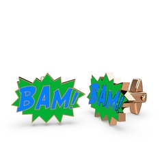 Bam Kol Düğmesi - 925 ayar rose altın kaplama gümüş kol düğmesi (Mavi mineli) #1twis9z