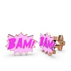 Bam Kol Düğmesi - 14 ayar rose altın kol düğmesi (Neon pembe mineli) #1y2ou4g